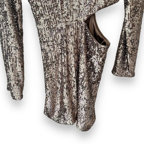 Jonathan Simkhai Conrad Hammered Sequins Blazer Mini Dress Latte 2 Women’s - Picture 9 of 10